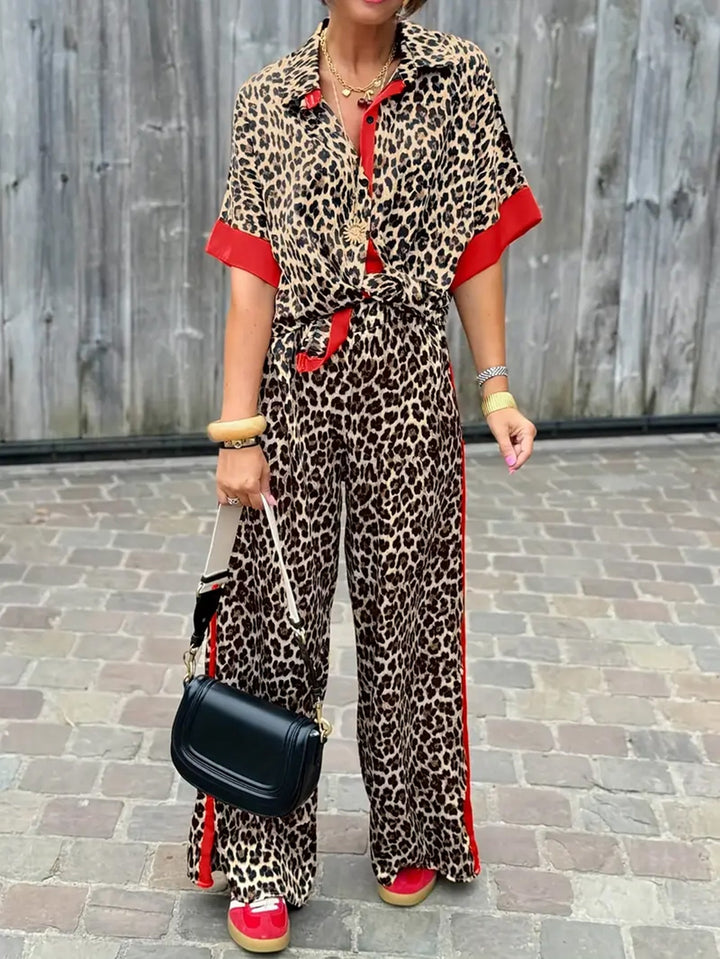 Nova Fluid Leopard Print Wide Ensemble For Women Everyday Style