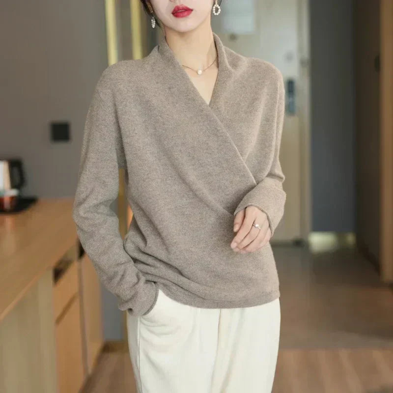 Luma Women's Spring Wrap-Neck Knit Top For Women Casual
