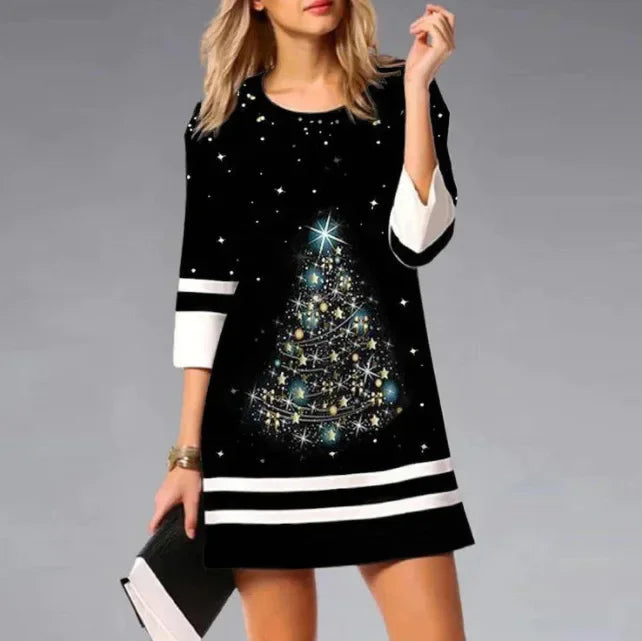 Lyra Christmas Dress For Women With Reindeer Print