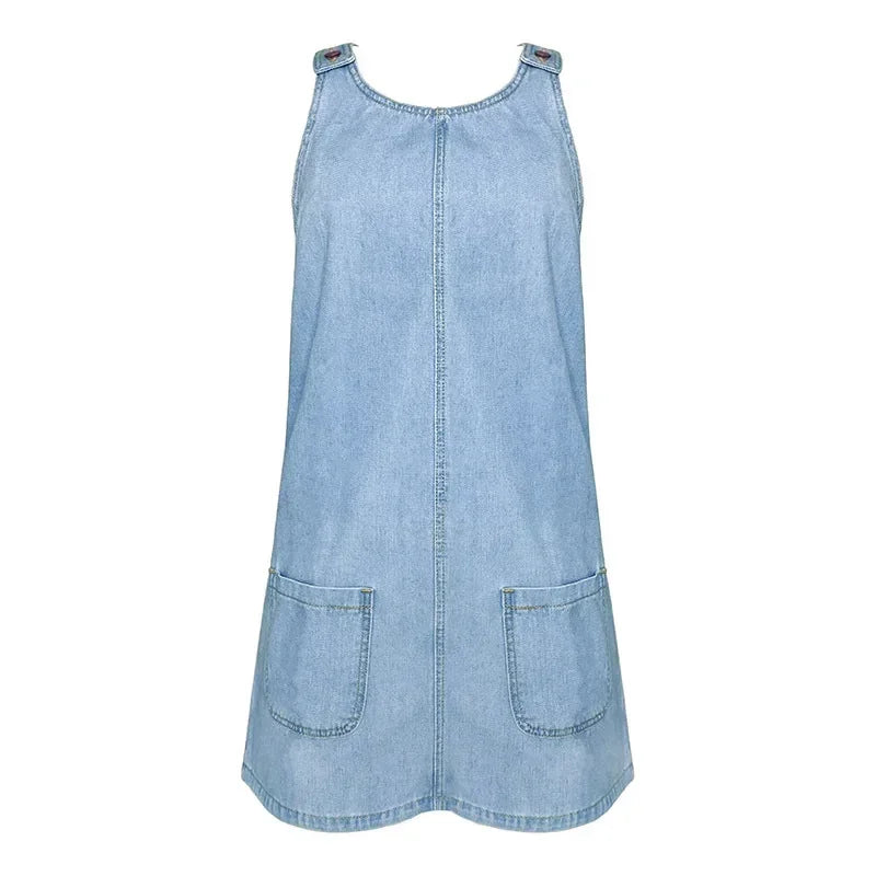 Asteria Sleeveless Denim Summer Dress With Pockets