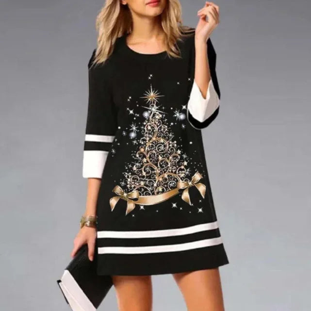 Lyra Christmas Dress For Women With Reindeer Print