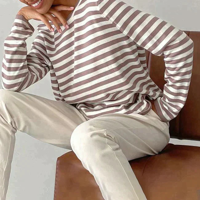 Luma Women Spring Long Sleeve Striped Tee For Everyday Wear