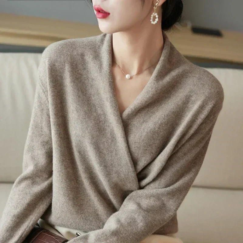 Luma Women's Spring Wrap-Neck Knit Top For Women Casual