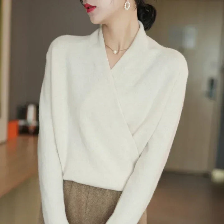 Luma Women's Spring Wrap-Neck Knit Top For Women Casual