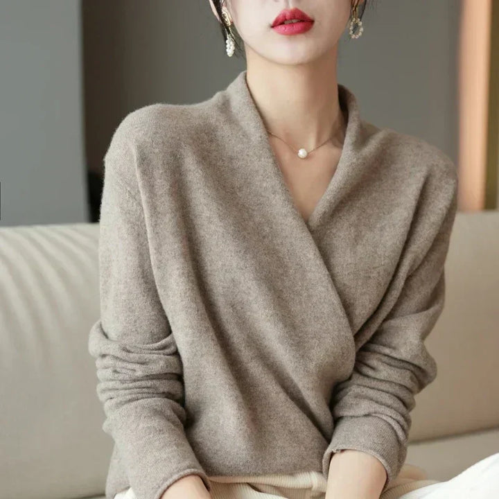 Luma Women's Spring Wrap-Neck Knit Top For Women Casual