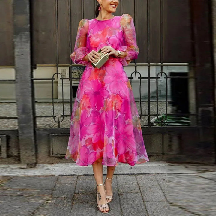 Aurora Bloom Women Wedding Guest Formal Floral Midi Dress
