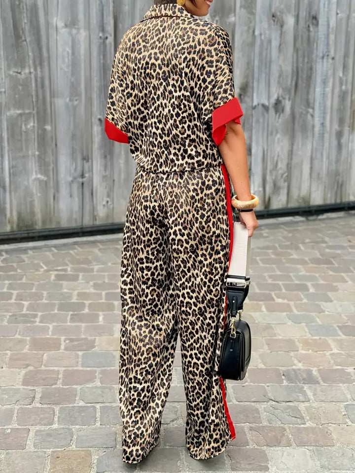 Nova Fluid Leopard Print Wide Ensemble For Women Everyday Style