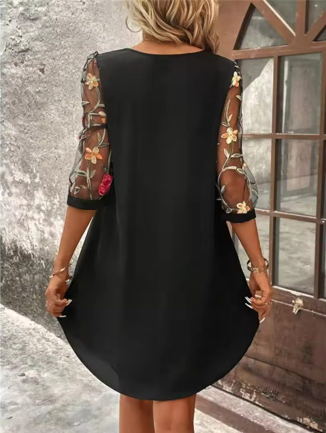 Nova Elegance Dress With V-Neckline And Statement Sleeves