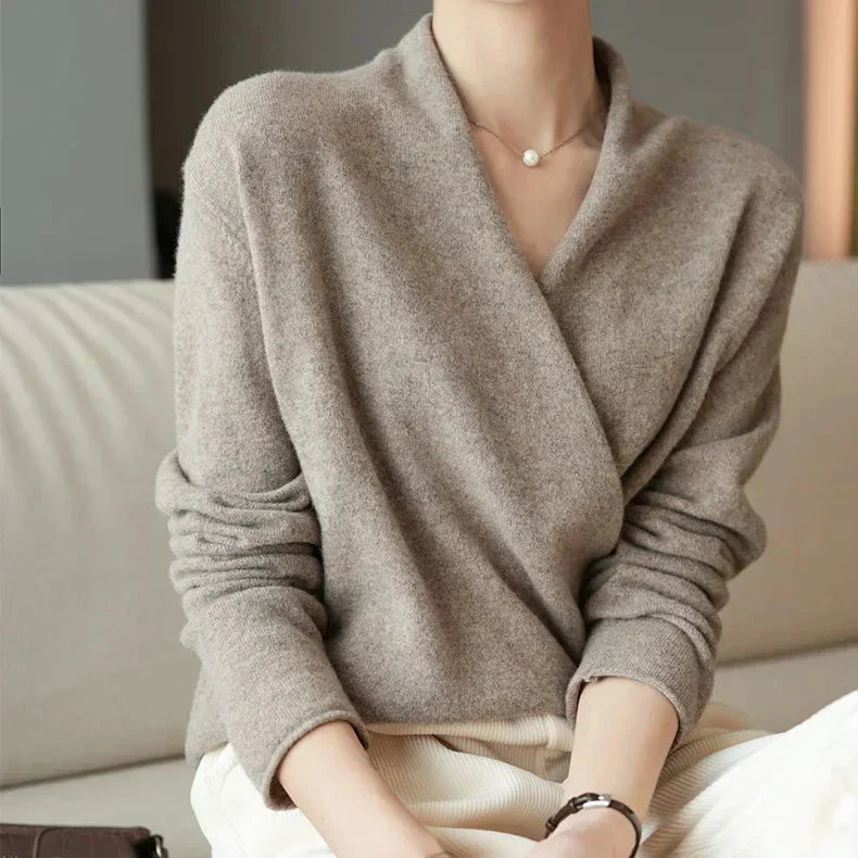 Luma Women's Spring Wrap-Neck Knit Top For Women Casual