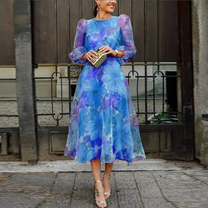 Aurora Bloom Women Wedding Guest Formal Floral Midi Dress