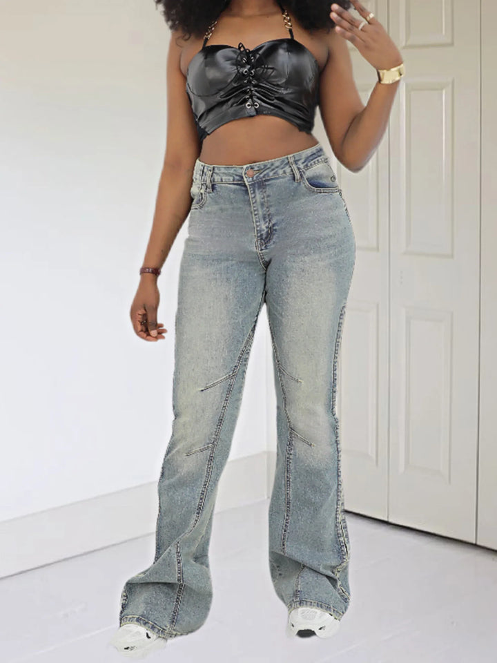 Trendy Women's Slim Fit Jeans With Side Split For Streetwear