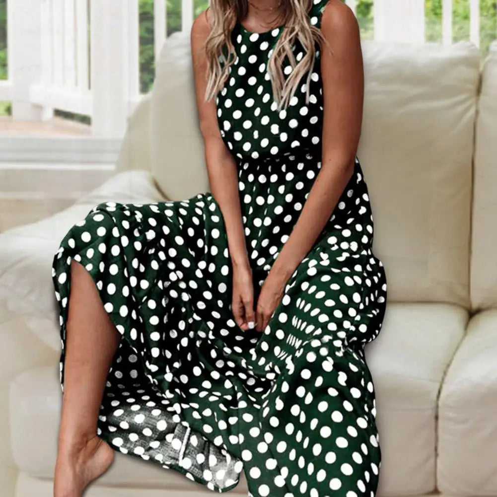 Nova Women's Polka Dot Sleeveless Casual Everyday Dress
