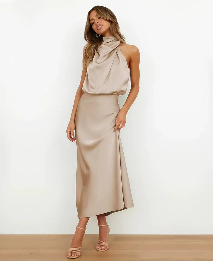 Elara Elegant Midi Dress With Timeless Silhouette Design