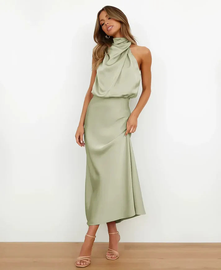 Elara Elegant Midi Dress With Timeless Silhouette Design
