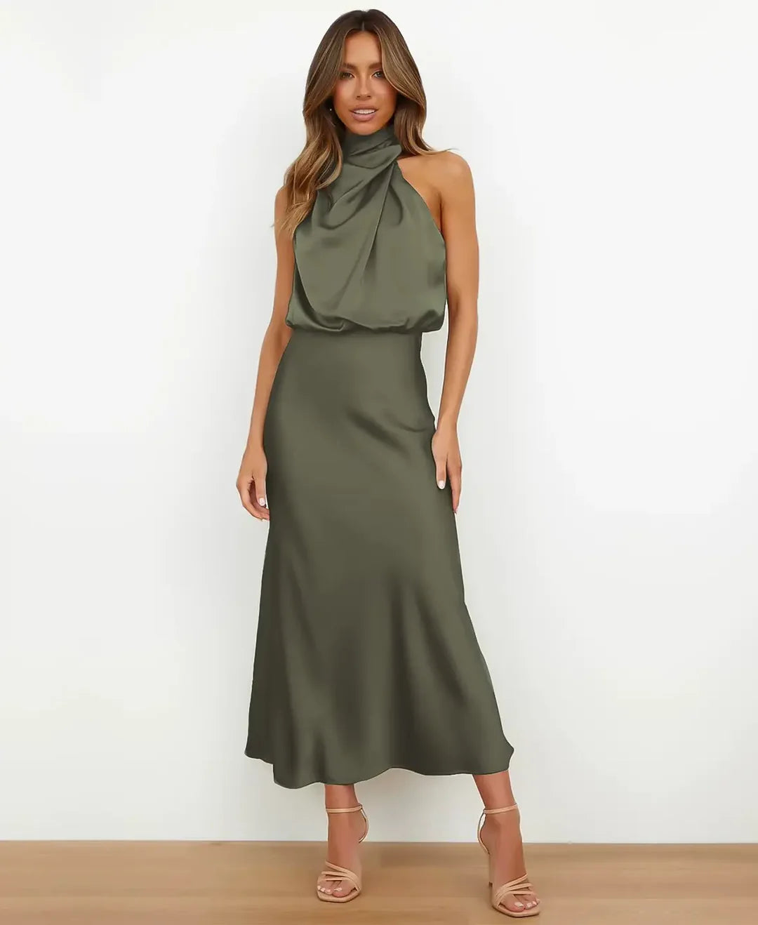 Elara Elegant Midi Dress With Timeless Silhouette Design