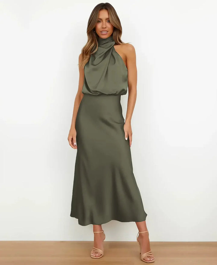 Elara Elegant Midi Dress With Timeless Silhouette Design