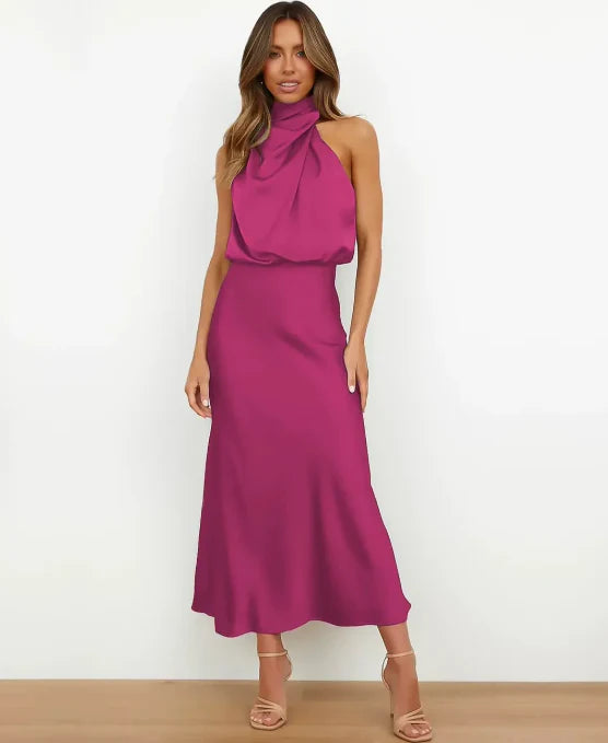Elara Elegant Midi Dress With Timeless Silhouette Design