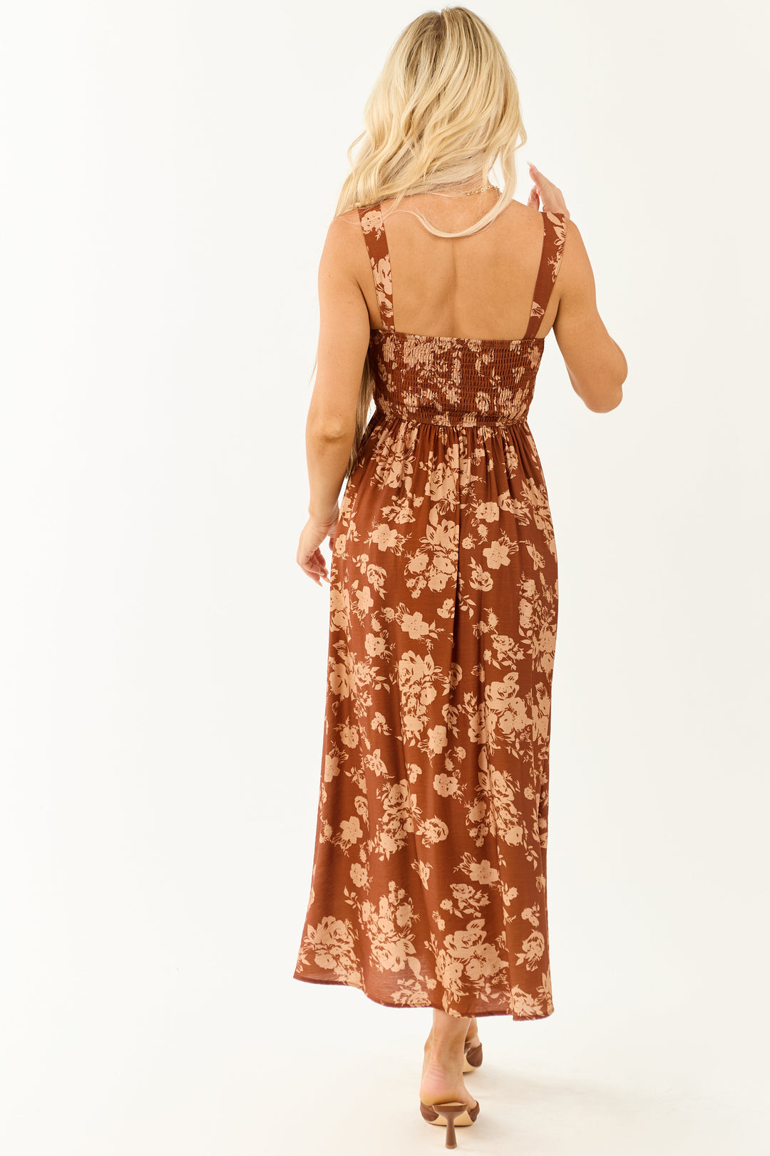 Cinnamon Floral Print Sweetheart Neck Maxi Dress for Women