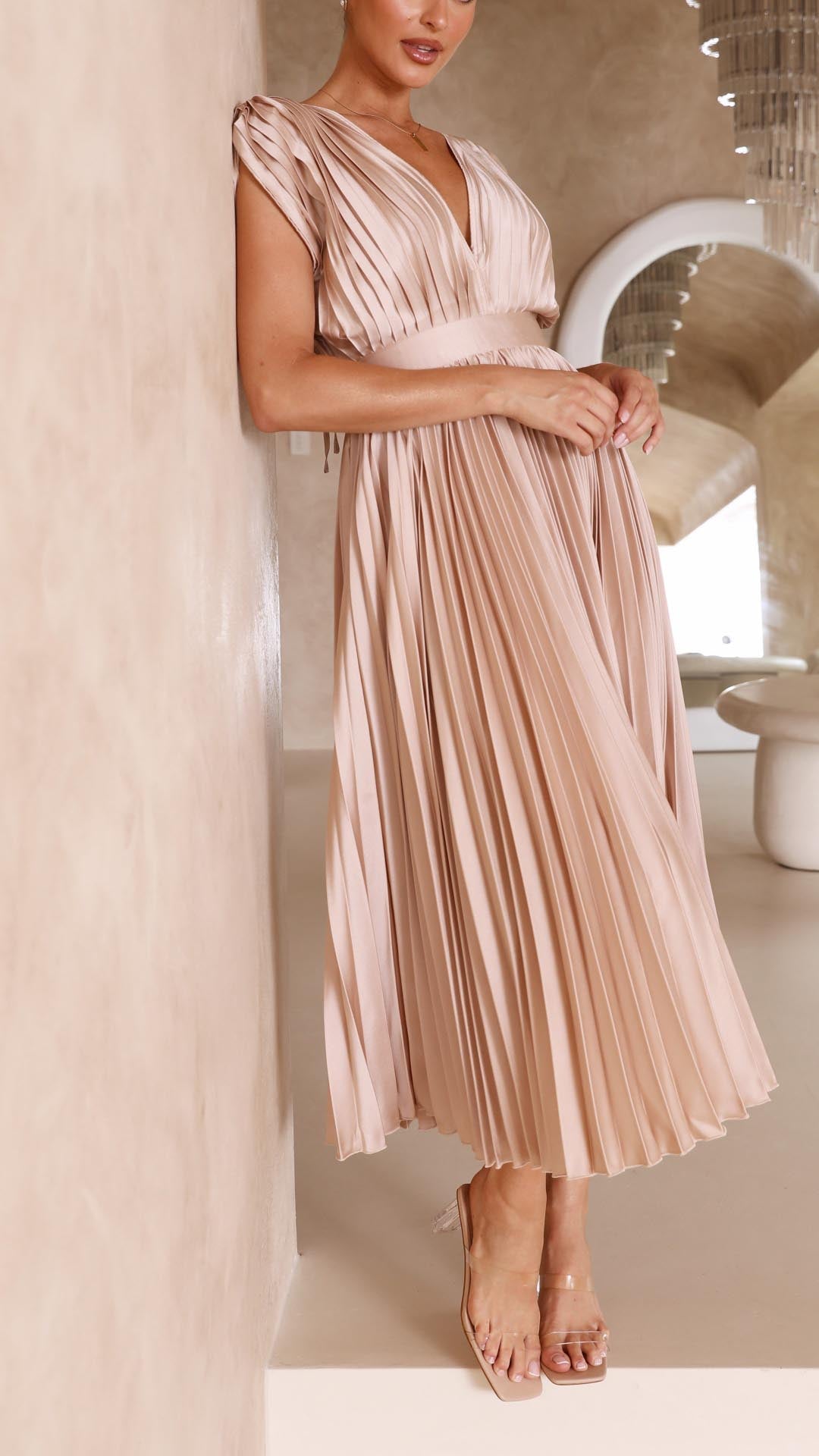 Nova Women’s Classic Pleated Maxi Dress Collection