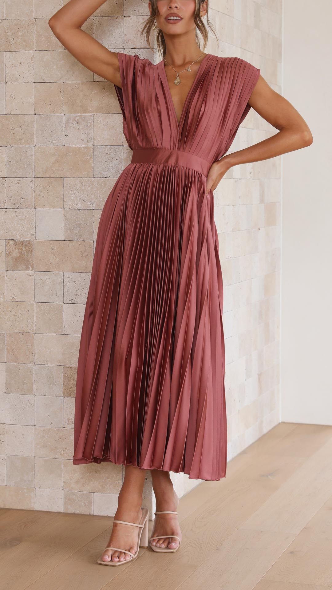 Nova Women’s Classic Pleated Maxi Dress Collection