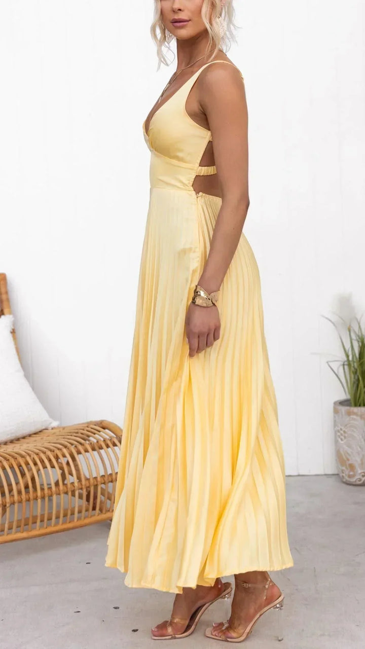 Aurelia Women's Pleated V-Neck Maxi Dress Collection