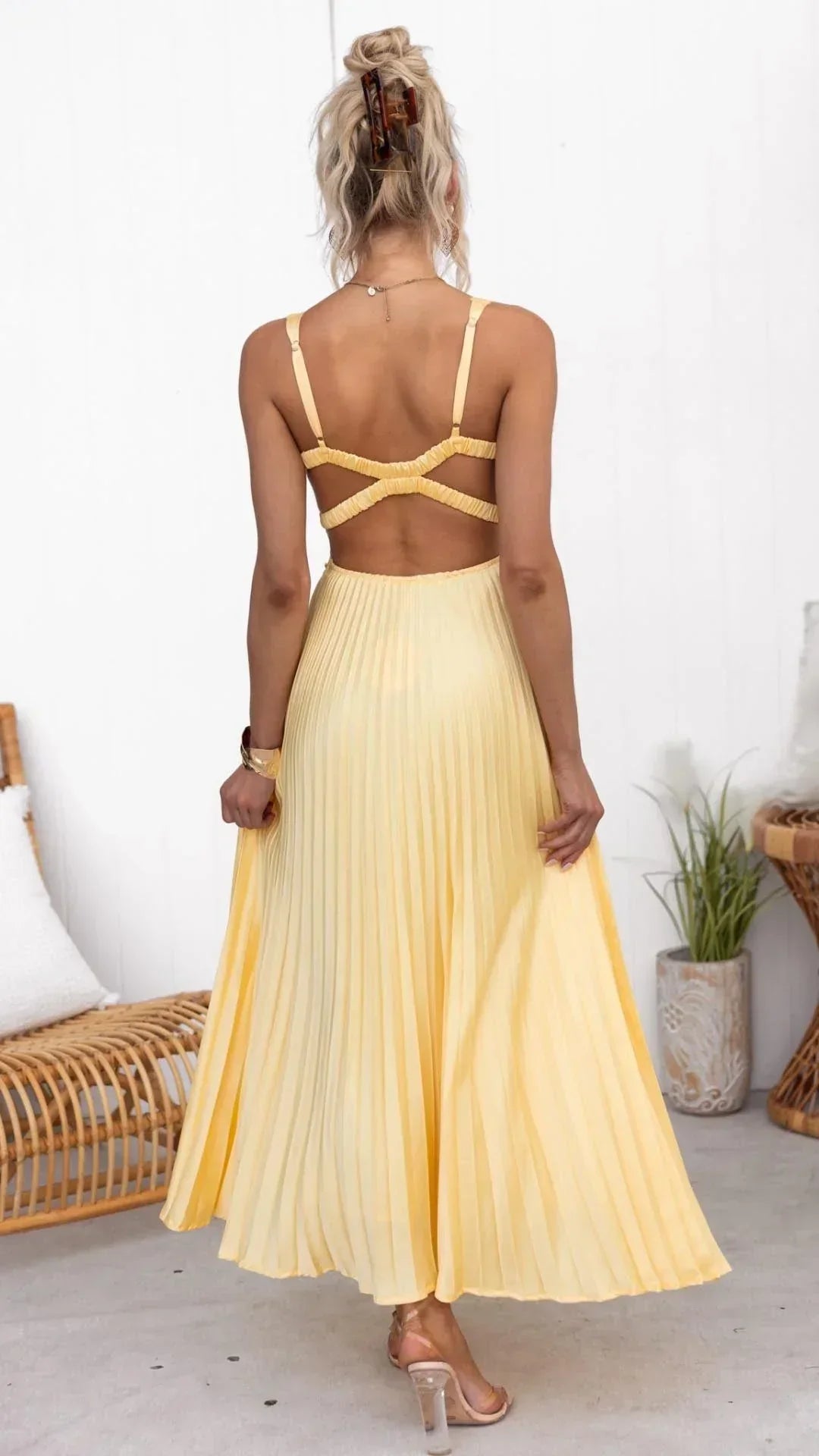 Aurelia Women's Pleated V-Neck Maxi Dress Collection