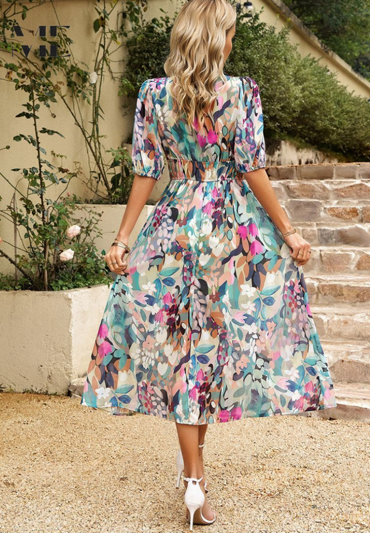 Aster Bloom Elegant Floral Dress For Timeless Grace