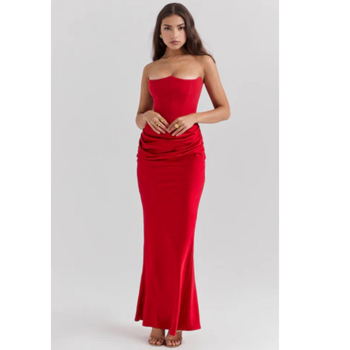 Novae Strapless Corset Bodycon Maxi Dress For Women