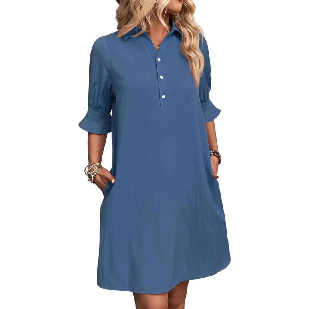 Nova Essence Button-Down Shirt Dress For Effortless Style And Everyday Versatility