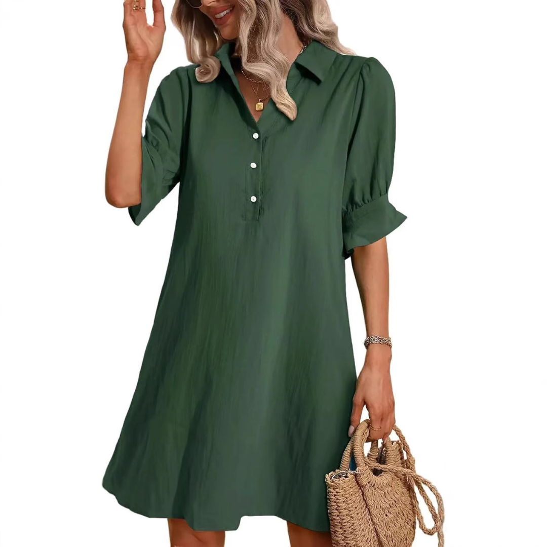 Asteria Elegance Button-Down Shirt Dress Classic Style