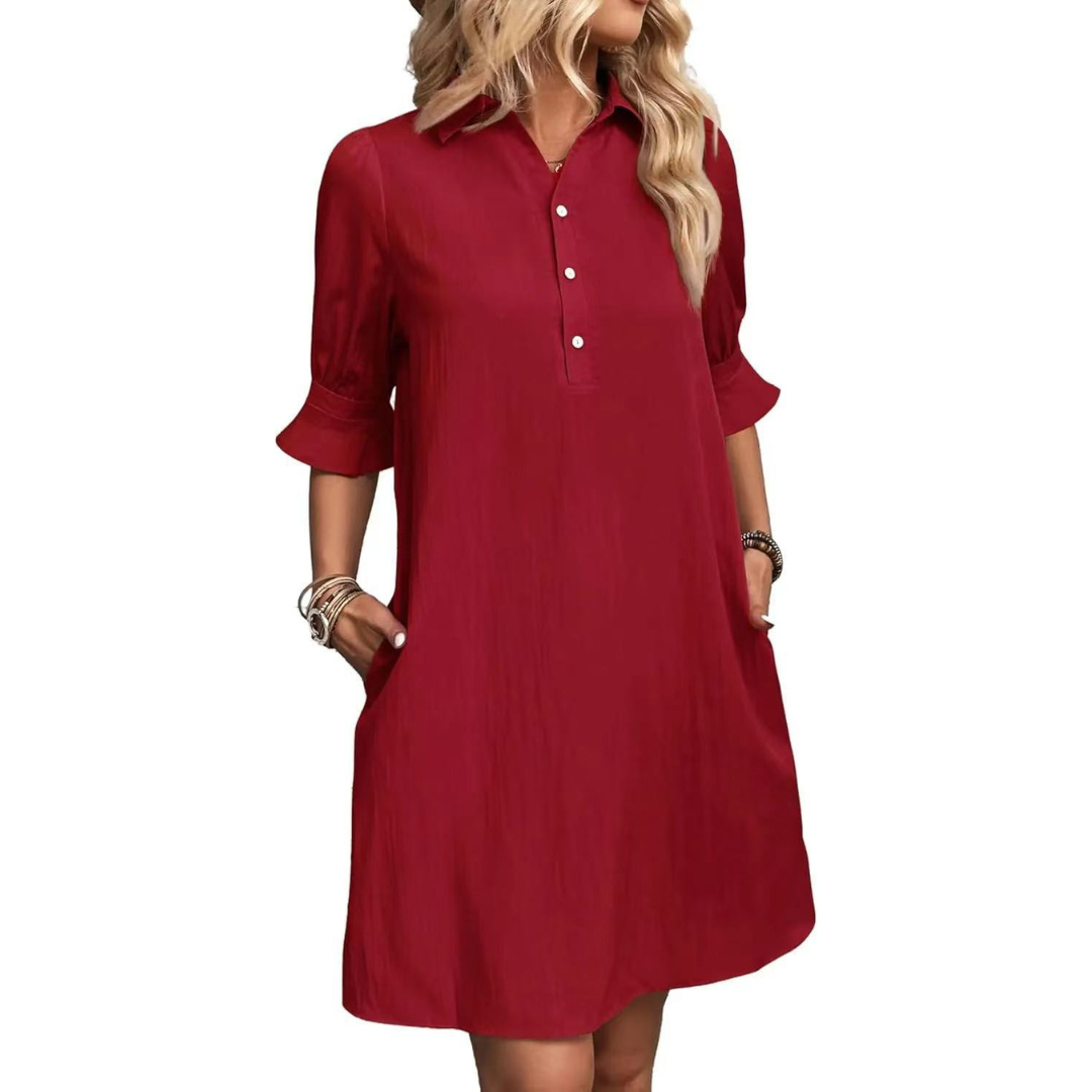 Nova Essence Button-Down Shirt Dress For Effortless Style And Everyday Versatility