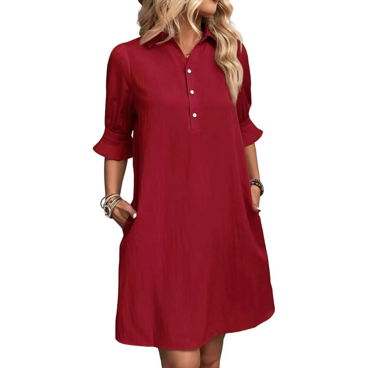 Nova Essence Button-Down Shirt Dress For Effortless Style And Everyday Versatility