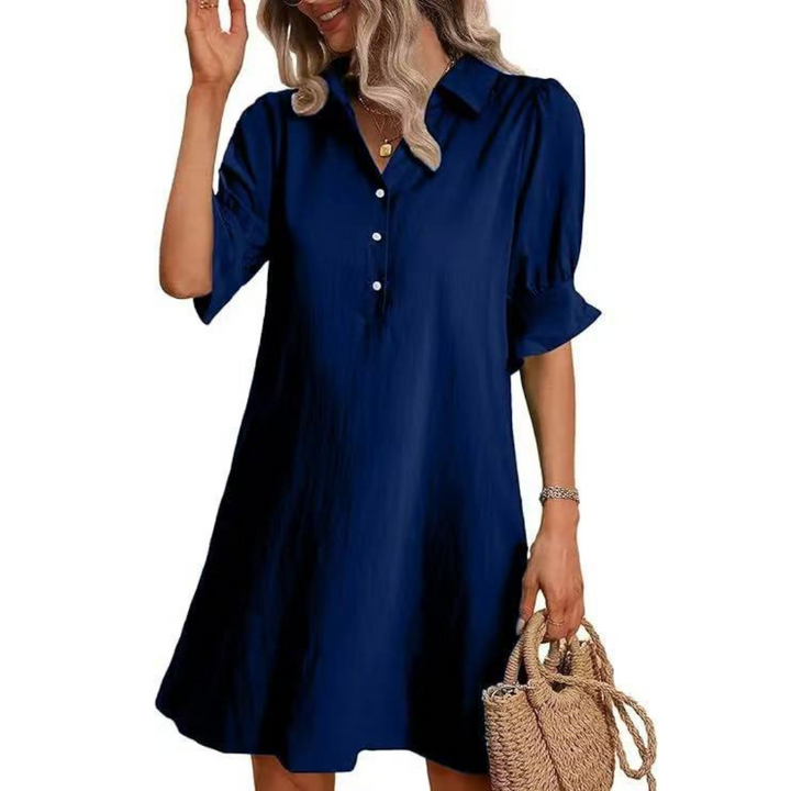 Asteria Elegance Button-Down Shirt Dress Classic Style