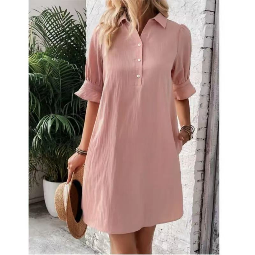 Asteria Elegance Button-Down Shirt Dress Classic Style