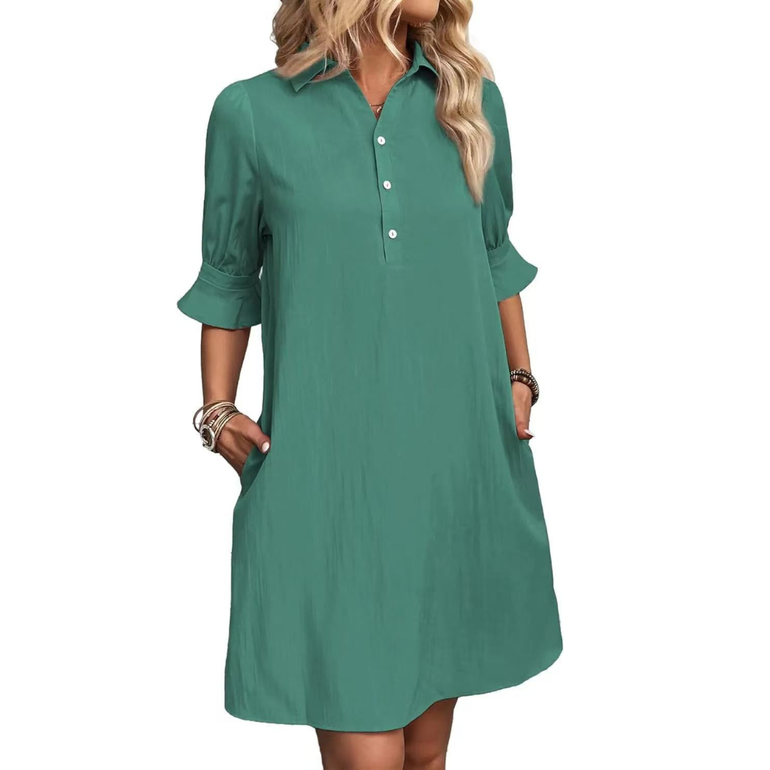 Nova Essence Button-Down Shirt Dress For Effortless Style And Everyday Versatility