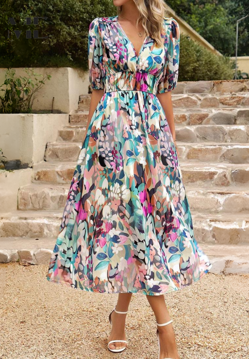 Aster Bloom Elegant Floral Dress For Timeless Grace