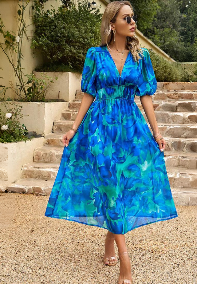 Aster Bloom Elegant Floral Dress For Timeless Grace