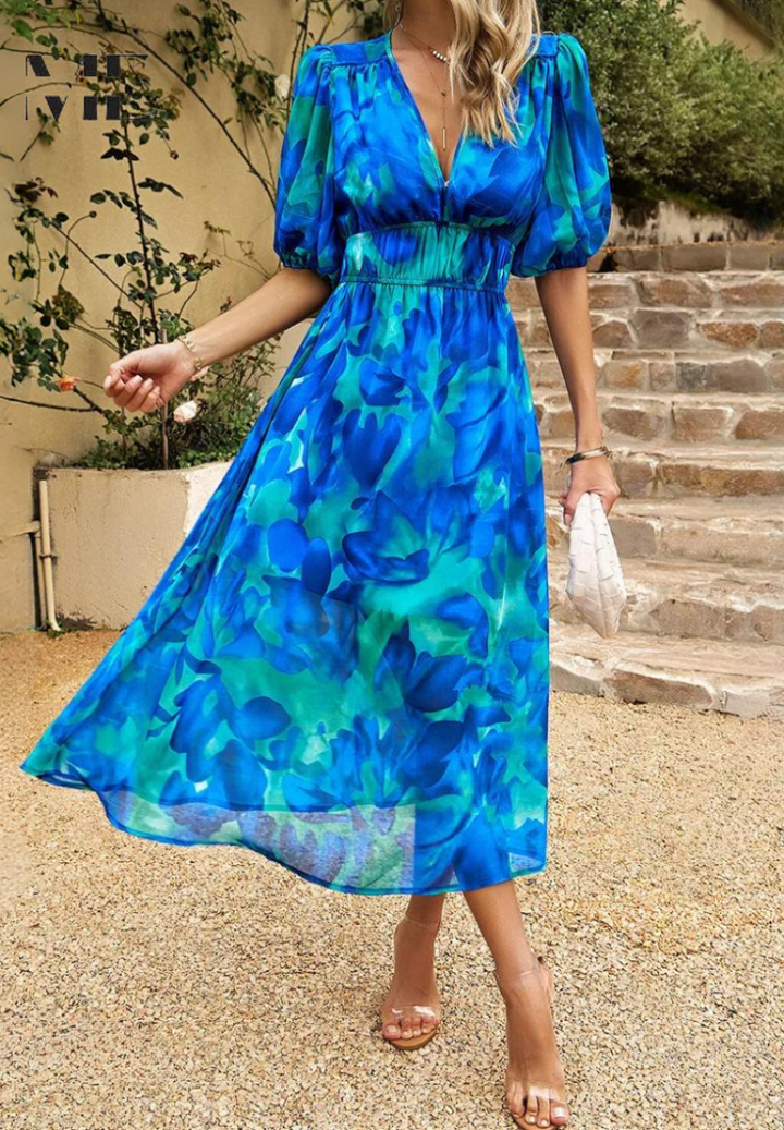 Aster Bloom Elegant Floral Dress For Timeless Grace