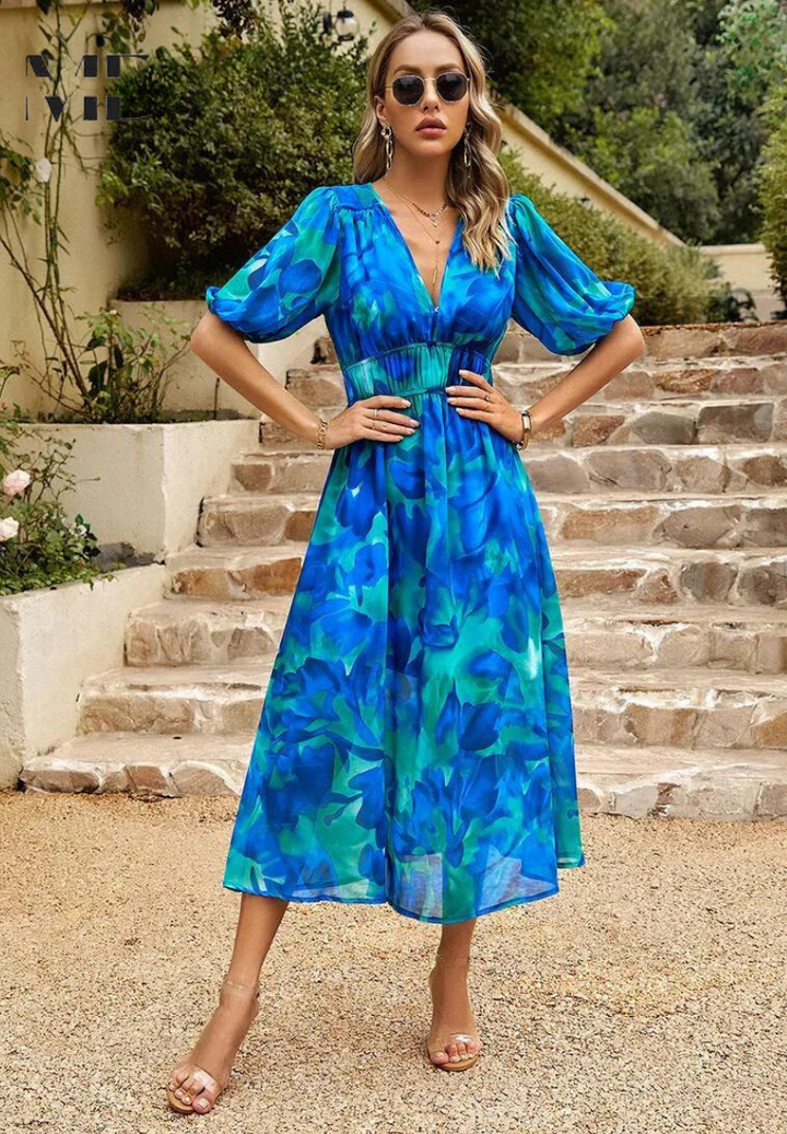 Aster Bloom Elegant Floral Dress For Timeless Grace