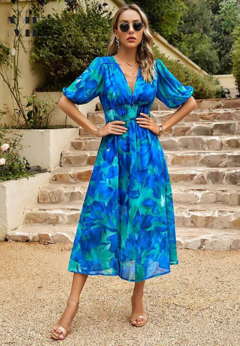 Aria Women's Abstract Print Belted Midi Dress Collection