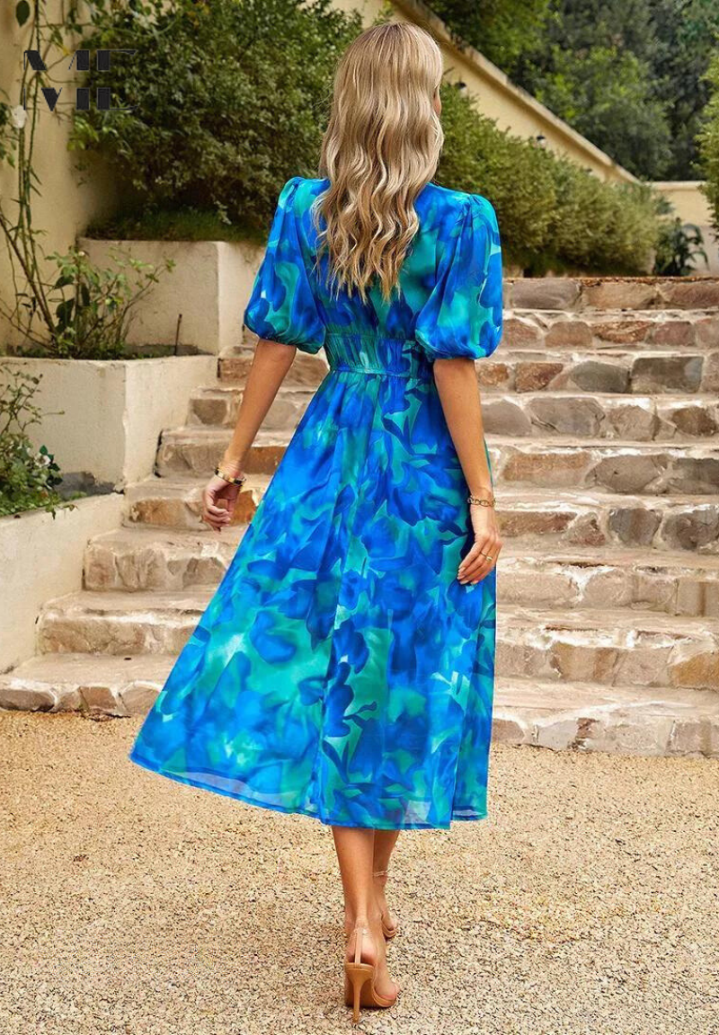 Aster Bloom Elegant Floral Dress For Timeless Grace