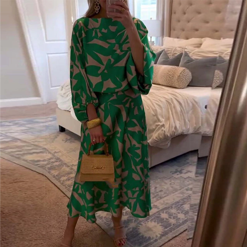 Nova Two-Piece Printed Set With Lantern Sleeves From The Aurora Line