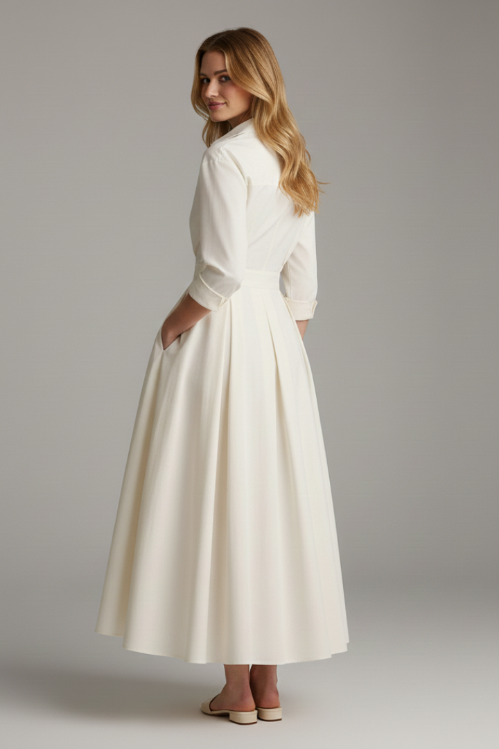 Valentina Women’s Button Front Collared Midi Dress