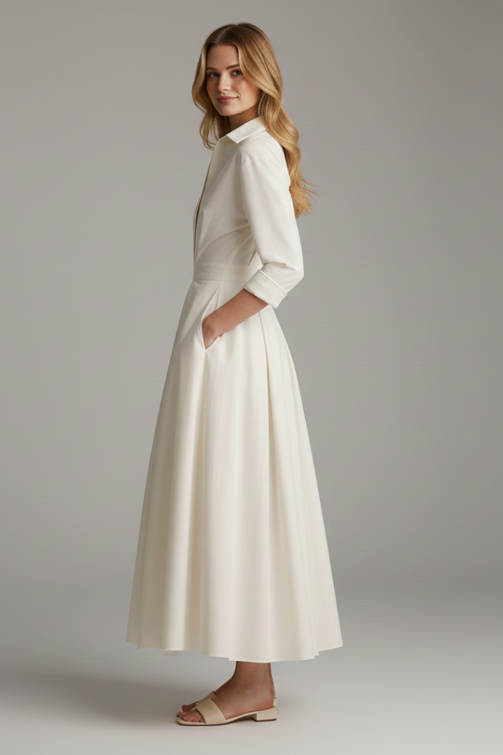 Valentina Women’s Button Front Collared Midi Dress