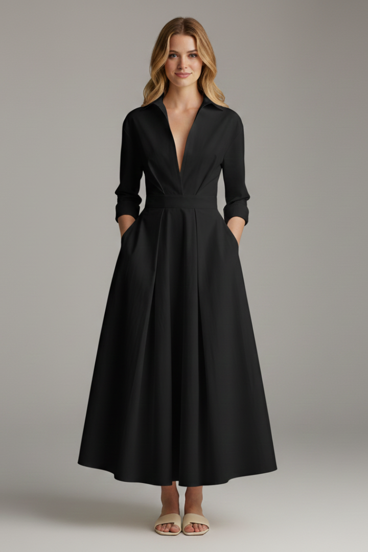 Valentina Women’s Button Front Collared Midi Dress