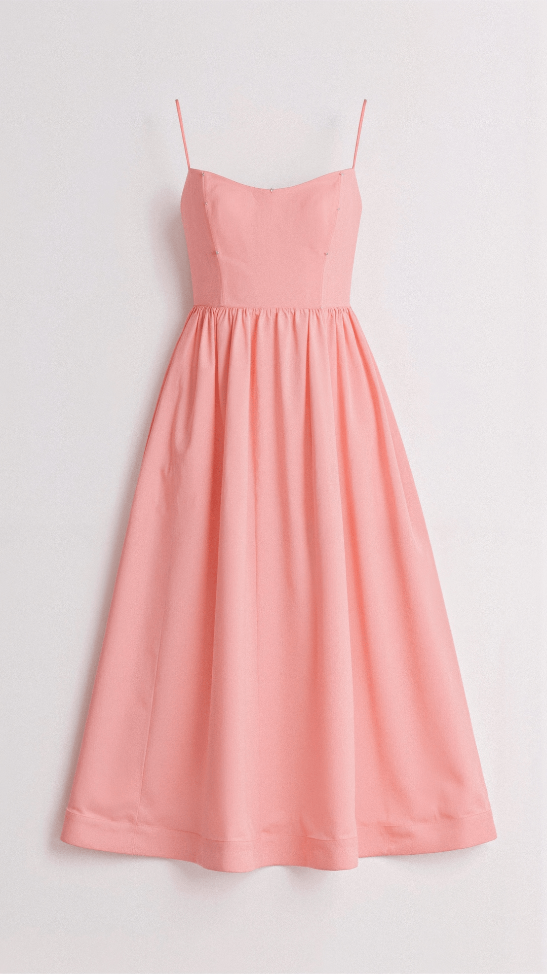 Women's A-Line Midi Dress With Spaghetti Straps Ascot Style Flowing Fit