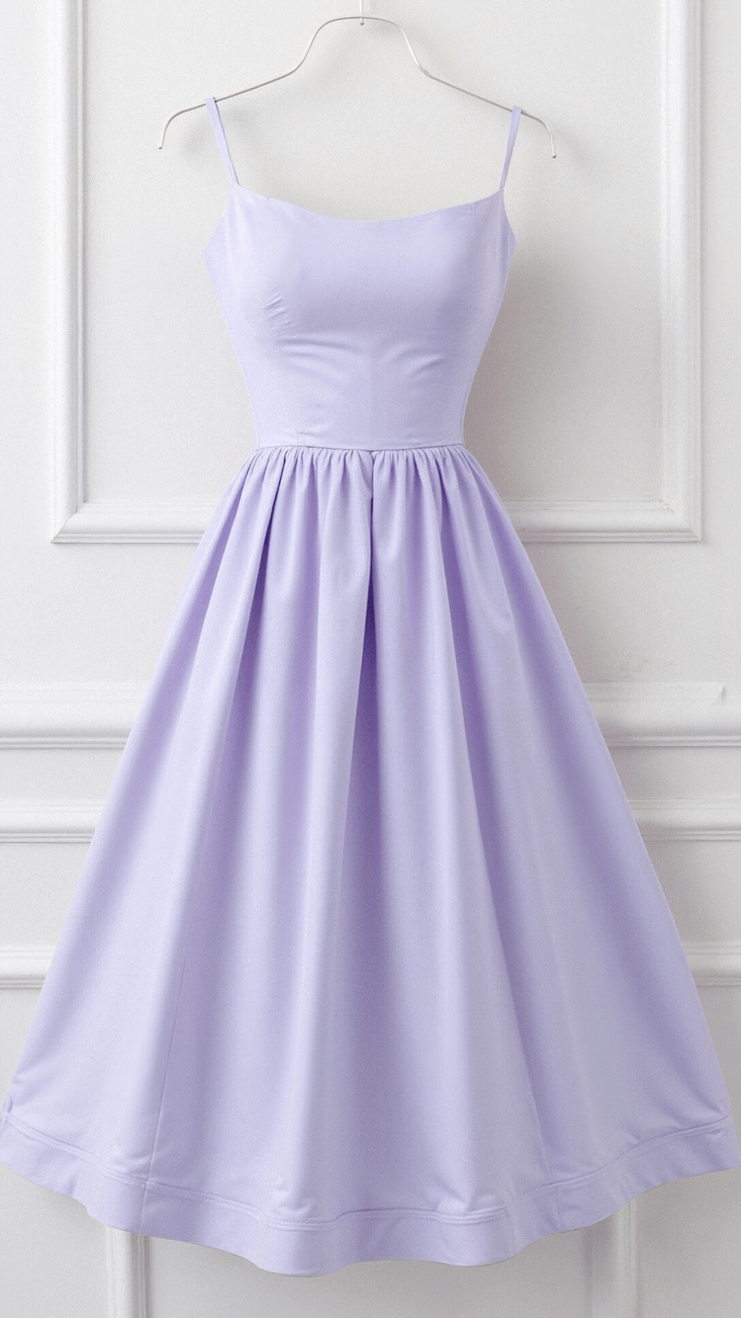 Women's A-Line Midi Dress With Spaghetti Straps Ascot Style Flowing Fit