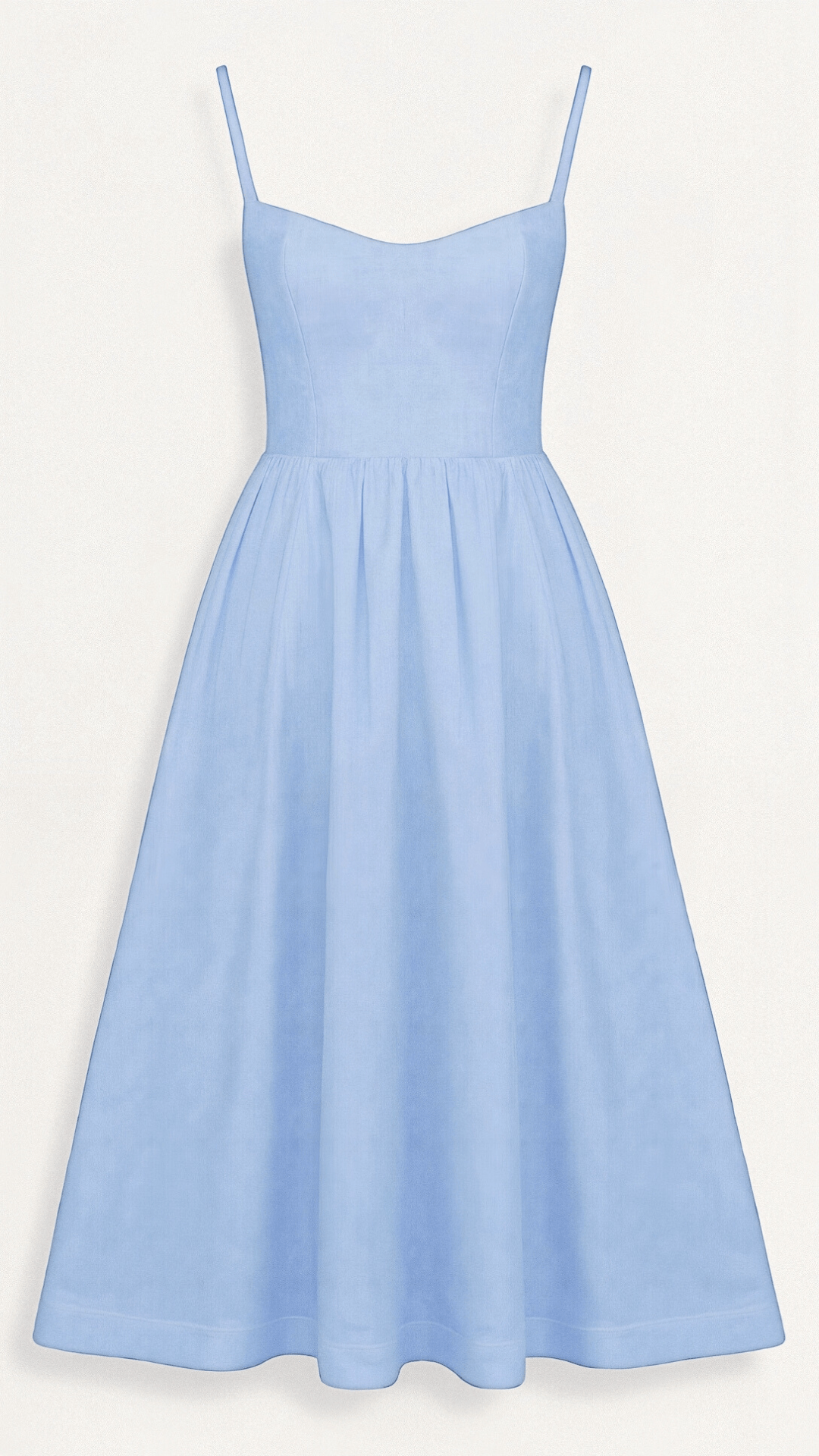Women's A-Line Midi Dress With Spaghetti Straps Ascot Style Flowing Fit