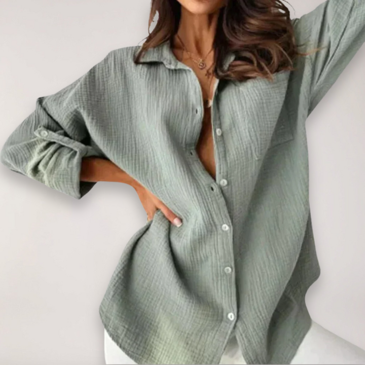 Vela Women's Button Front Roll Up Shirt For Warm Days