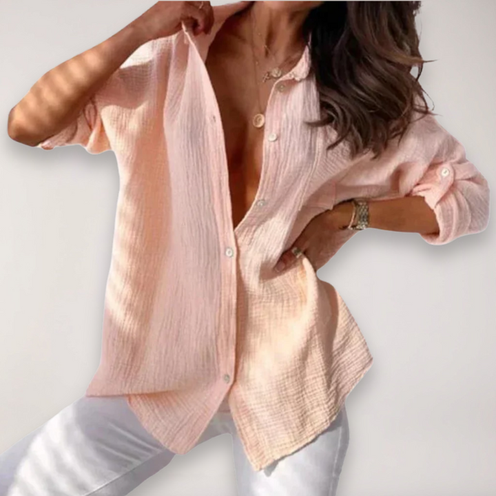 Vela Women's Button Front Roll Up Shirt For Warm Days